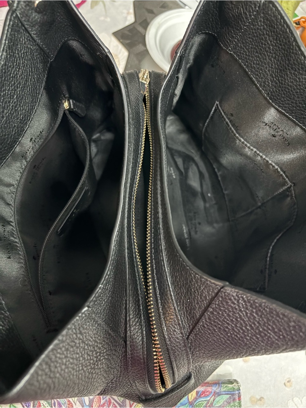 kate spade Black Pebbled Leather Shoulder Tote with Gold Accents - Picture 11 of 13